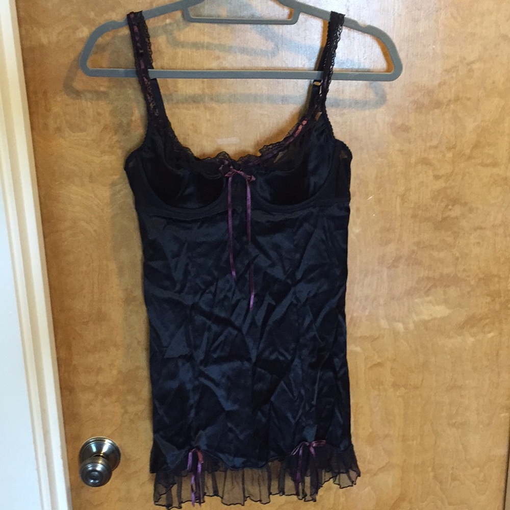 Sexy Black w Dark Purple Lingerie, Size 34C